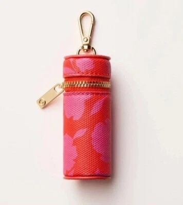 Kate Spade Target Rojo Rosa Floral Lápiz Labial Lona Soporte Bolso Dije Foto 1 de 4