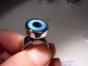 Single stone Boulder Opal inlay in Stainless Steel Ring (Lot 06)