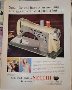 1955 Necchi automatic Push a button sewing machine vintage ad - Picture 1 of 1
