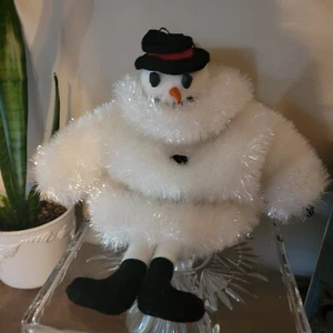 Muñeco de nieve de peluche Department 56 decoración navideña primitiva - Imagen 1 de 7