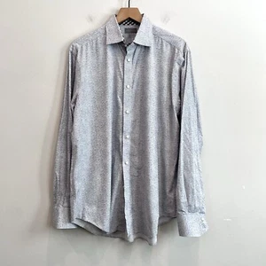 THOMAS DEAN Men’s L Patterned Makerscloth Button Down Dress Shirt Gray - Picture 1 of 9