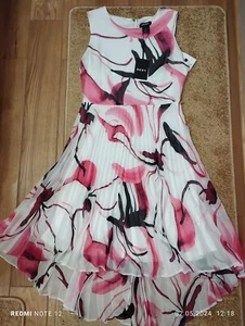 DKNY Donna Karan New York Midi Dress Size 6 Pleated Sleeveless Abstract Floral - Picture 1 of 10