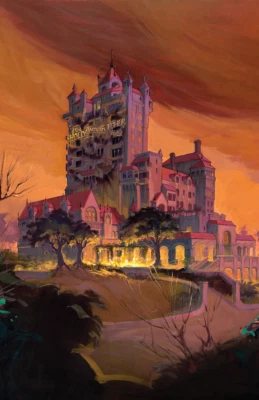 Póster de arte conceptual de hotel Torre del Terror de Hollywood Studios Walt Disney World Foto 1 de 4