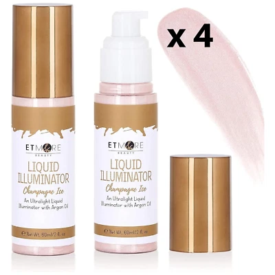 Face Illuminator Highlighter x 4 Etmore Radiant Glow Liquid Cream Champagne Ice - Image 1 of 4