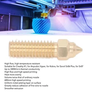 3Pcs 3D Printer Nozzle Kit Extruder Brass Nozzles High Flow High Temperature - Afbeelding 1 van 12