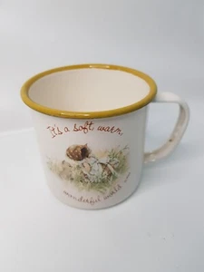It's a soft, warm, wonderful world Children Enamel Mug Cup Girl Cat Art Meadow - Picture 1 of 9