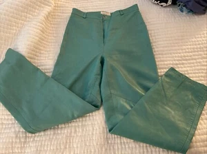 Vakko Butter Leather Pants Size 6 Seafoam Green Blue Made USA - Picture 1 of 9