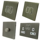 Screwless - Brushed Chrome Satin Steel Plug Sockets Light Switches CHEAP!