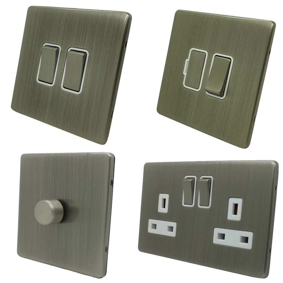 Screwless - Brushed Chrome Satin Steel Plug Sockets Light Switches CHEAP! - Image 1 of 1