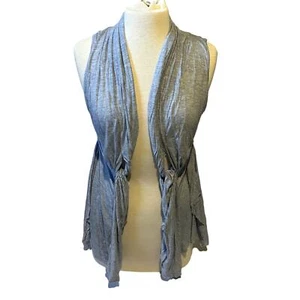 LinQ Neu mit Etikett drapiert vorne offen Lagenlook Weste meliert blau Größe Medium Resort Costal - Bild 1 von 14