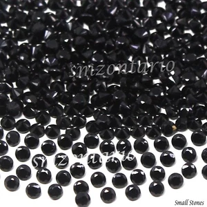 50 Pcs Lot Natural Certified CEYLON Jet Black Sapphire 1.50 MM Round Gemstone - Picture 1 of 7