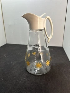 MCM Pyrex Log Cabin Vintage Dispenser Sciroppo Vetro Trasparente Oro Atomic Starburst 7,5” T - Foto 1 di 7