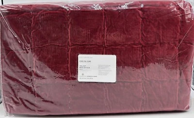 Pottery Barn Velvet Handcrafted Box Stitch King Quilt ~ Ruby Red - Image 1 of 2