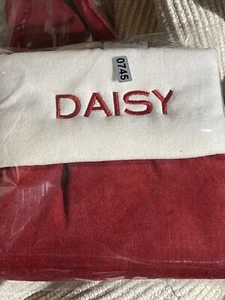 Pottery Barn Medium Classic Velvet Stocking DAISY monogrammed Red 2744266 5764 - Picture 1 of 4