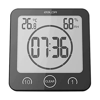 Digital Shower Clock with Timer - Waterproof Shower Timer - Bathroom Clock wi... - Image 1 of 4