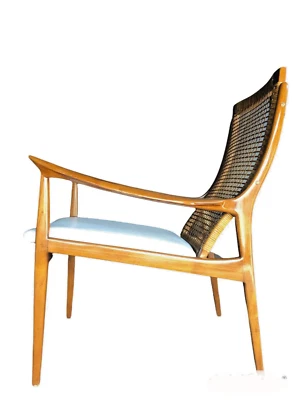 Silla estilo Selig Ib Kofod Larsen mediados de siglo moderna danesa McM madera de nogal  Foto 1 de 4