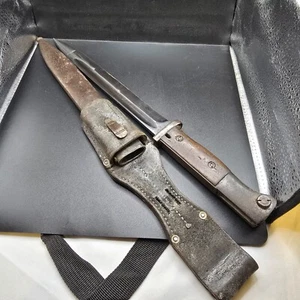 vintage WWII German K98 S/176 G Bayonet and Scabbard Paul Uhlig Essen Leather - Picture 1 of 18