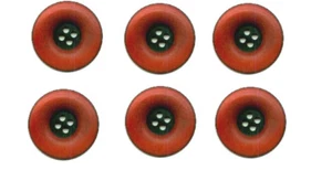 6 Buttons 23 MM Four Hole Matte Dark Red With Black - Picture 1 of 1