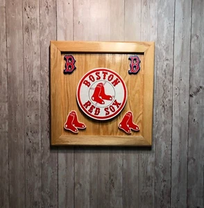 BOSTON "Red Sox" HANDGESCHNITZTES EMBLEM WANDRELIEF!!!! - Bild 1 von 8