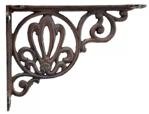 Nautical Shelf Bracket Clamshell Beach Shell Brace Brown Cast Iron 8.625" - Picture 1 of 3