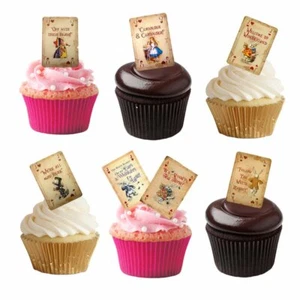 Cake Toppers Vintage Alice In Wonderland Playing Cards 16 Stand Up Wafer Paper - Picture 1 of 9