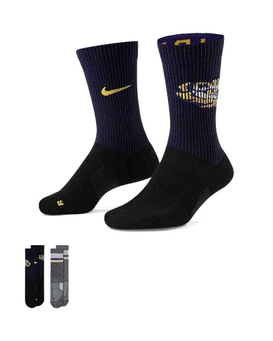 Nike NCAA LSU Tigers Multiplier Crew Mens Socks 2-Pairs Size L DA6834-902 Cover