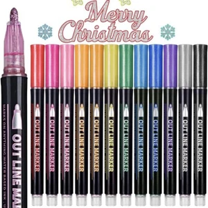 Pack of 12 Outline Metallic Shimmer Markers - Pigment Ink - Arts/Crafts/Cards - Picture 1 of 9