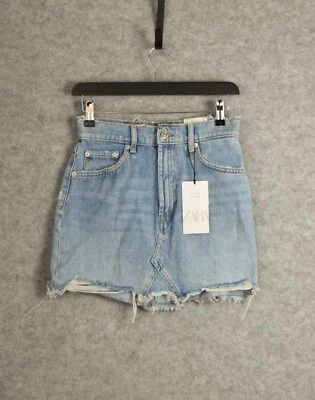 Zara Blue Denim Distressed Skirt Size S - Image 1 of 4