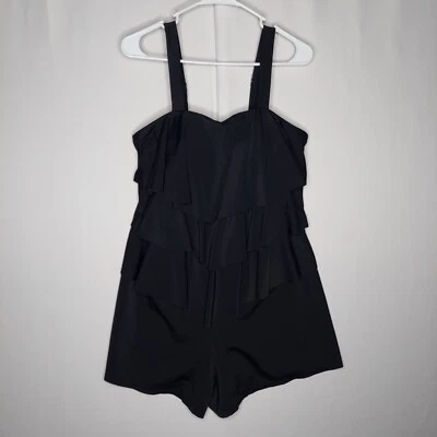 Traje de baño Avenue para mujer 14W negro con falda pantalones cortos de una pieza con correa ajustable forrado Foto 1 de 4