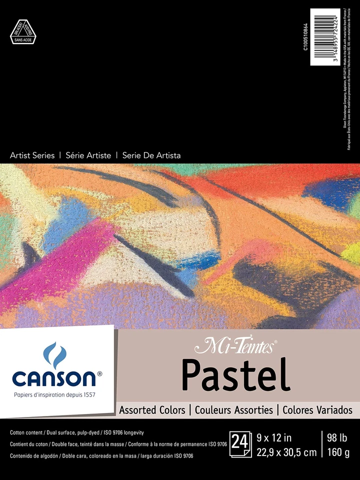 Canson (CN100510864) SERIE ARTISTA MI-TEINTES PASTEL 6 COLORES ASSTD 24 SHTS 9X12 Foto 1 de 4