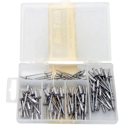 S5100 Assorted Rivets 100 Pieces Plastic Storage Case Garage Hand Tool By Amtech - Image 1 of 4