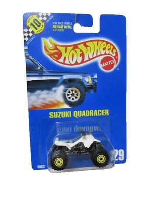 Tarjeta Hot Wheels #129 1991 10 puntos de velocidad blanca Suzuki Quadracer con ruedas YCT Foto 1 de 4
