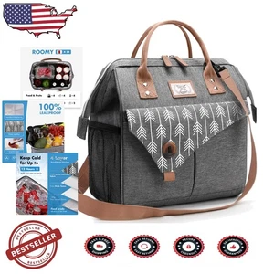 Erwachsene Brotzeittasche groß, auslaufsicher isoliert Tragetasche, 15L grau, Thermo Kühltasche Handtasche - Bild 1 von 9