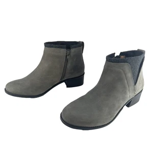 Vionic Joslyn Boots Womens Size 8 Gray Weather Resistant Ankle Zip Leather Shoes - Picture 1 of 12