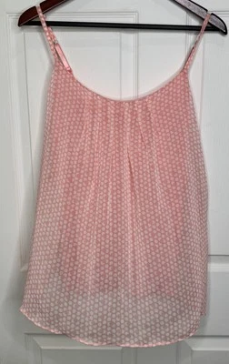 Women's Size M Sleeveless Pink  White Polka Dot Tank Blouse - Image 1 of 3