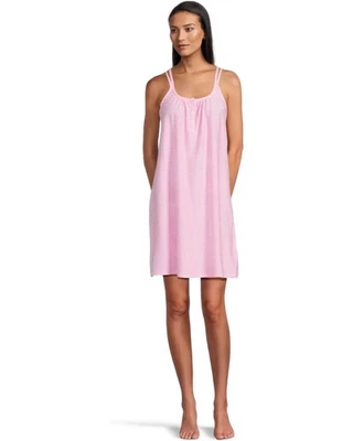 Ralph Lauren PINK/WHITE Stripe Double-Strap COTTON Jersey Knit Nightgown Plus 2X - Image 1 of 4