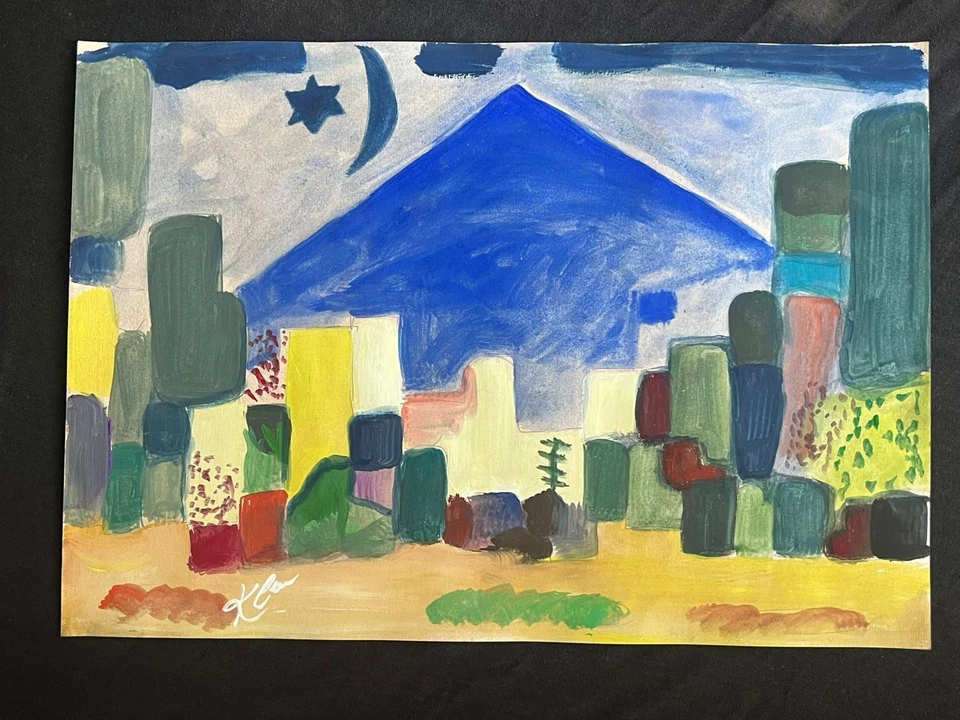 PAUL KLEE dibujo y pintura sobre papel antiguo firmado estampado vintage Foto 1 de 3