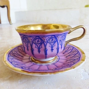 SUPERB ANTIQUE EARLY 19th CENT. OLD PARIS GILT PORCELAIN CUP & SAUCER 1820's - Picture 1 of 12