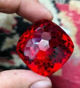 Cojín de topacio rojo 110 quilates con forma de topacio color rojo corte de fútbol piedras preciosas sueltas - Imagen 1 de 7