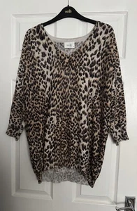 Ladies Wallis Petite Sparkly Animal Print Knitted Top Size M Fit Approx Size 12 - Picture 1 of 12
