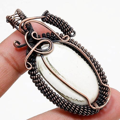 VETEMENTS Ciondolo pietra preziosa scolecite fatto a mano antico filo avvolgente rame gioielli 2 3" s551