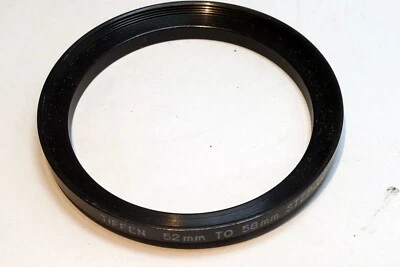 52mm to 58mm Step-up ring Metal adapter double threaded for lens filter made USA - Image 1 of 4