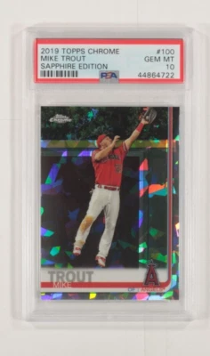 2019 Topps Chrome Mike Trout Sapphire Edition PSA 10 Gem Mint #100 - Image 1 of 3