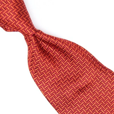 Мужской шелковый галстук Altea Milano красный оранжевый в елочку плетеный галстук Италия  - Изображение 1 из 4