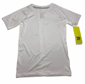 Boys All In Motion Stretch Active Top Shirt Short Sleeve White Small 6/7 Wicking - Picture 1 of 8