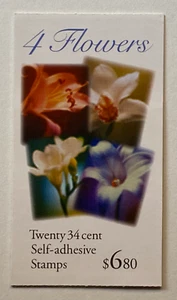 Scott #3454-57a Booklet Pane of 20 Stamps 34¢ - 2000 -"Flowers" - Free Shipping - Picture 1 of 4