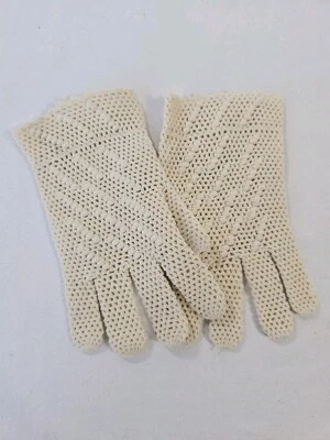 GUANTES VINTAGE MARFIL GANCHILLO NIÑAS NIÑOS. Pequeño - Elástico. Bautizo formal  Foto 1 de 4