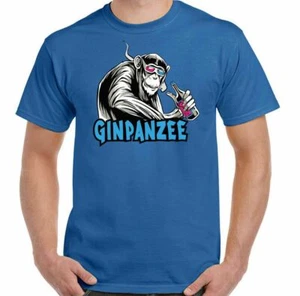 GIN T-SHIRT, Ginpanzee Chimpanzee Monkey Alcohol Beer BBQ Mens Funny Tee Top Ape - Picture 1 of 29