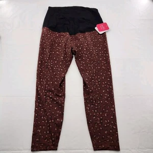 Isabel Maternity Size XXL Active Leggings Brown Leopard CrossOver Panel - Picture 1 of 4