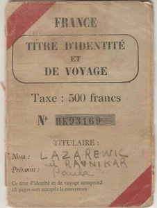 FRANCE old Rare ID & Travel Title (Tourist ID) 500 F. Taxed 1948 - Picture 1 of 3